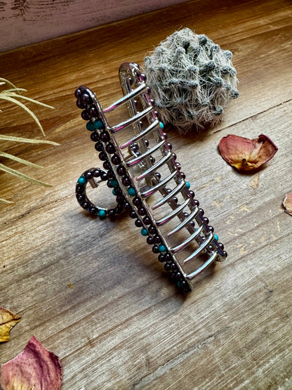 BIJOUX FAB - Turquoise/ faux pearl mix Hair Clips