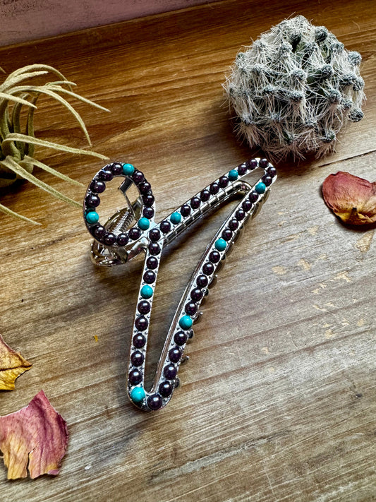 BIJOUX FAB - Turquoise/ faux pearl mix Hair Clips