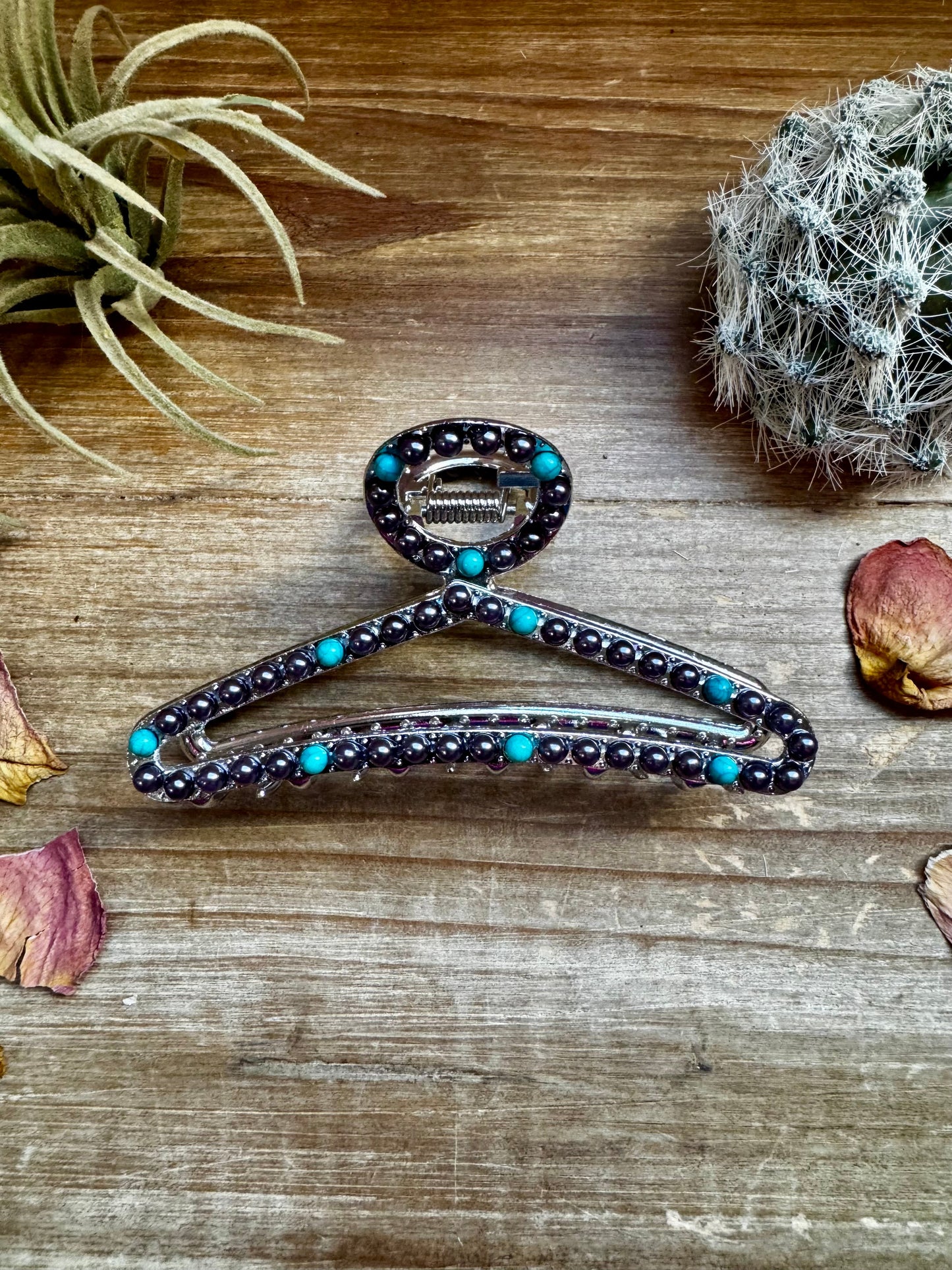 BIJOUX FAB - Turquoise/ faux pearl mix Hair Clips