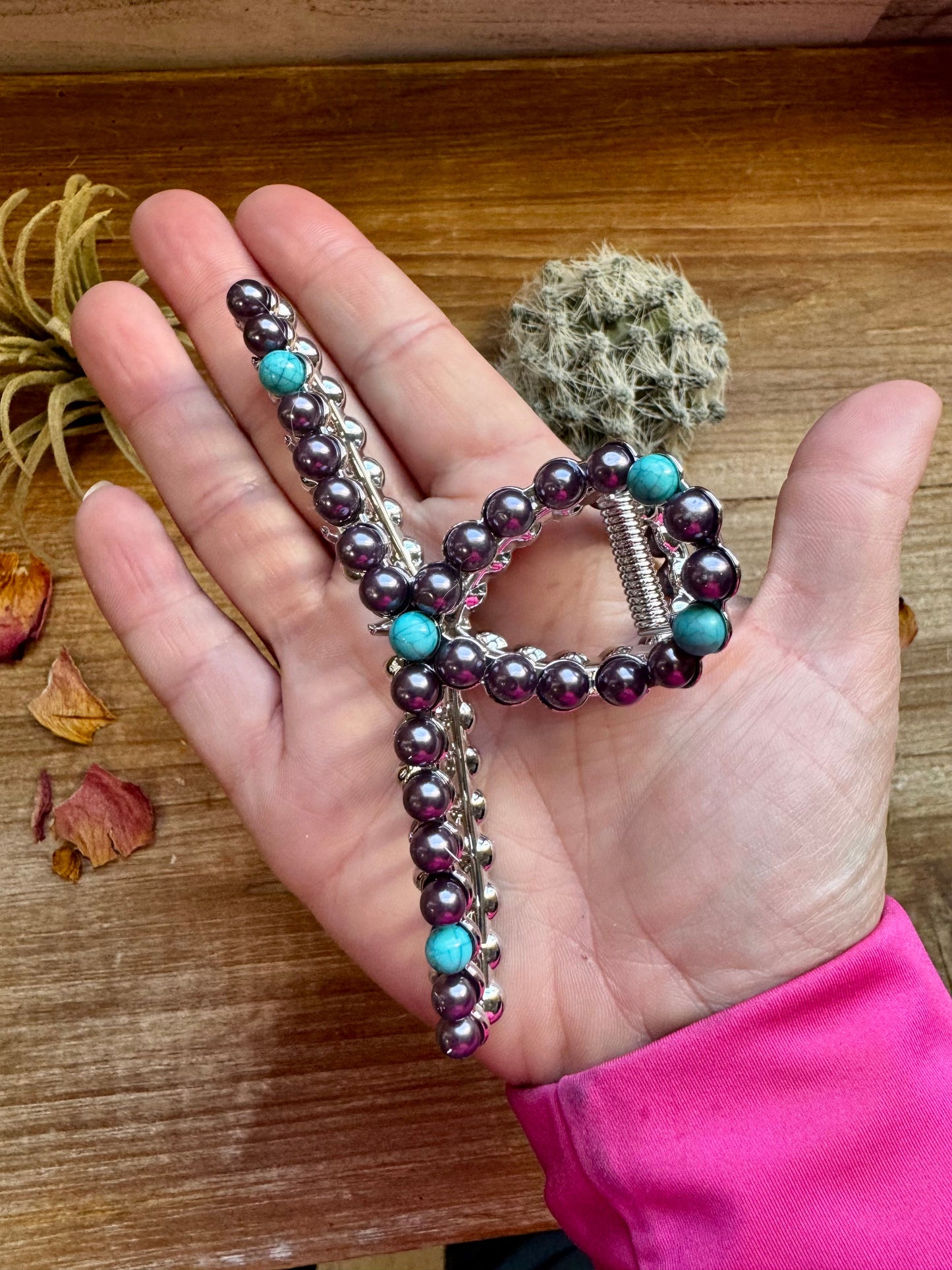 BIJOUX FAB Turquoise and faux pearls Hair Clips - option 2