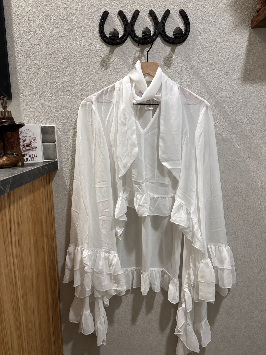 White ruffle top