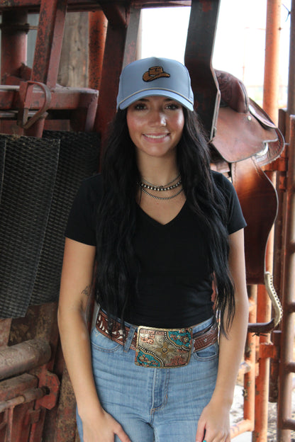Blue vintage howdy hat