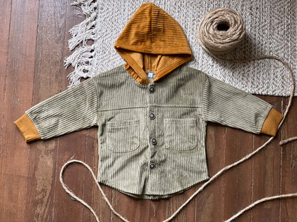 Olive Corduroy Hooded Jacket